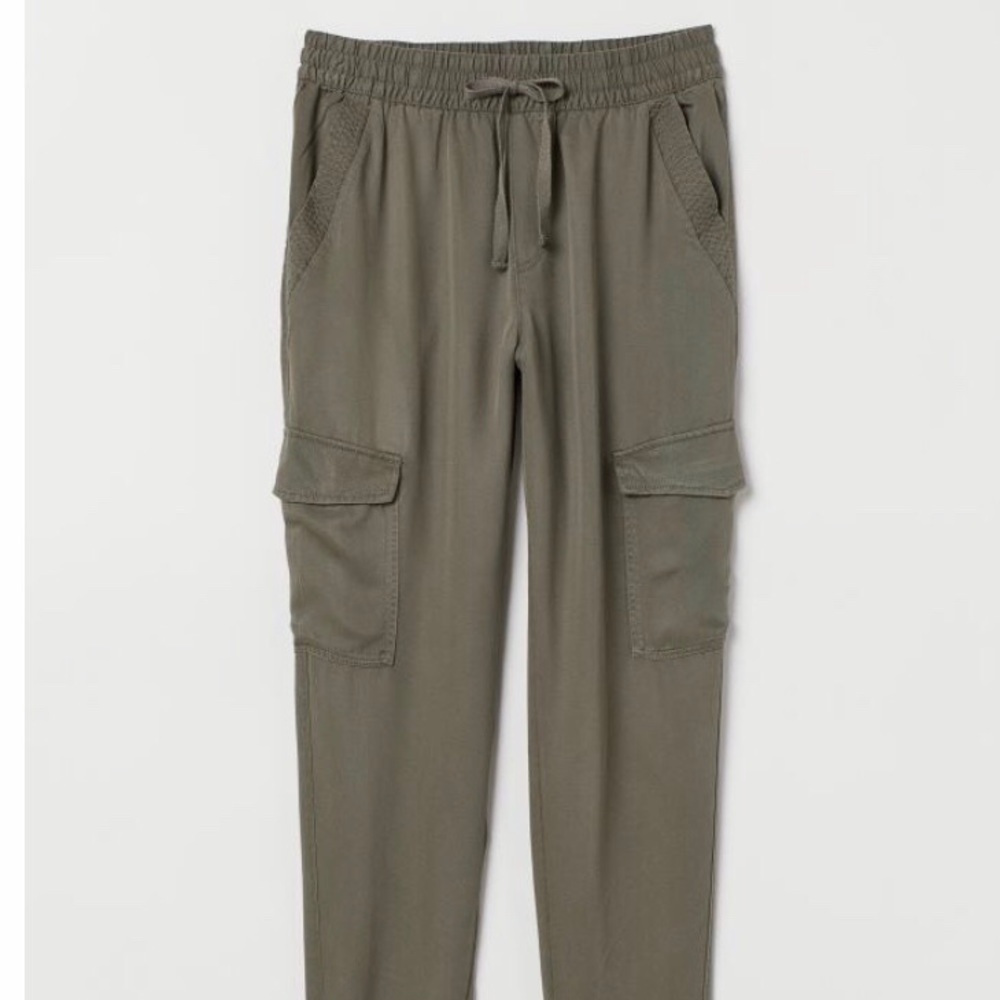 H&M Lyocell Olive Green Cargo Joggers